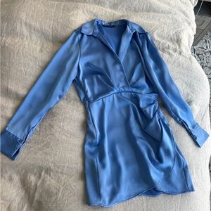 Zara Blue Satin mini dress